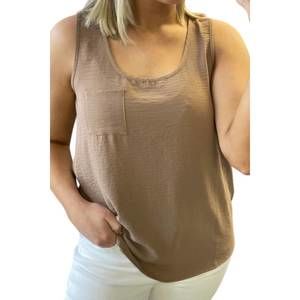 NEW MITTOSHOP scoop neck pocket tank top in toast
